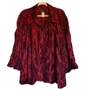 Vintage Connie's Moonlight Burgundy Taffeta Jacket Size‎ Large Lagenlook Evening